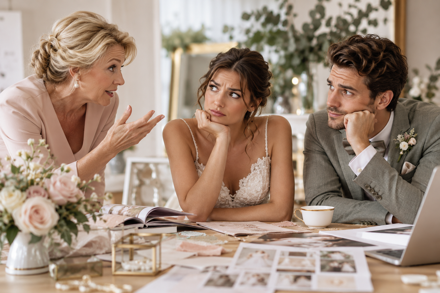 Schwiegermutter mischt sich in die Hochzeitsplanung eines Brautpaares ein
